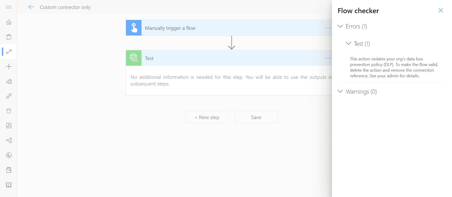 Custom connectors returning error